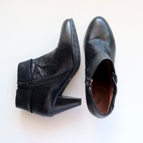 Nero Giardini Black Leather AlmondToe Tapered Sturdy Heel Ankle Boots Booties - Picture 10 of 16